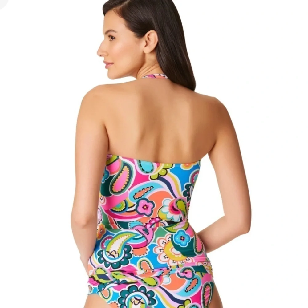 NWT Bleu Rod Beattie Go For Bold High Neck Underwire Tankini Top
